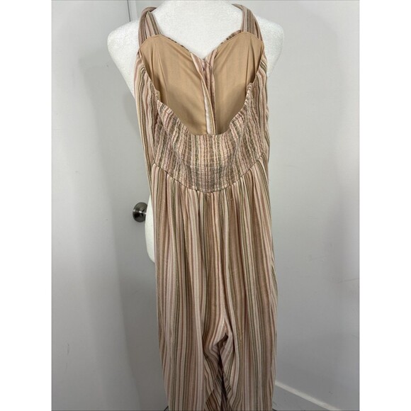 American Eagle Full Body Length Jumpsuit Ladies XS Multicolor Stripe Halter L30" - Picture 6 of 12